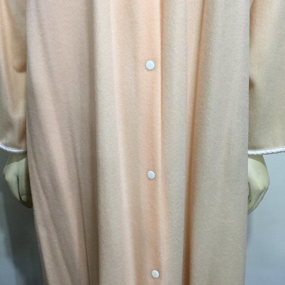 JJM 22W 2X Apricot Peach Fleece Long Snap-Front Bathrobe NEW Vintage - Picture 4 of 10